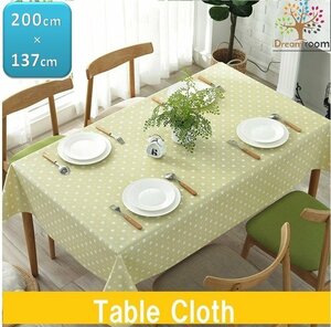  tablecloth yellow color polka dot PVC made waterproof . oil processing rectangle 200cm×137cm Rancho n tea mat table linen set I-004