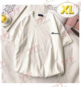 ワンポイントロゴ ビッグTシャツ 【ホワイト XL】 半袖 K-324