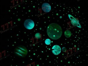 暗闇で光る☆蓄光 惑星 set 星 スター 宇宙 ウォールステッカー 壁 天井 シール リメイク リフォーム DIY C865