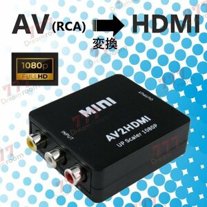RCA to HDMI変換コンバーター ブラック AV to HDMI 変換器 3色ピン 音声転送 アナログ 1080P (コンポジットをHDMIに変換アダプタ)