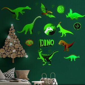 暗闇で光る☆蓄光 ダイナソー 恐竜 set 03 ウォールステッカー 壁 天井 シール リメイク DIY