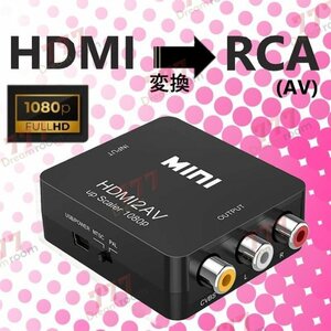 hdmi to rca AV 変換コンバーター ブラック コンポジット 変換アダプタ　三色端子 ３ピン av端子 3色ケーブル PS3 PS4 Xbox USB給電