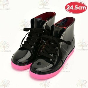  stylish * sneakers rain boots K-382[24.5cm] boots lady's girl rain shoes rainy season 