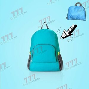  high capacity folding type rucksack [ blue ] light weight outdoor travel compact . folding!