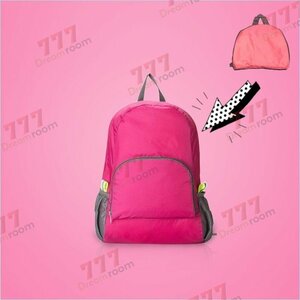  high capacity folding type rucksack [ pink ] light weight outdoor travel compact . folding!