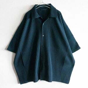 【極美品】 HOMME PLISSE ISSEY MIYAKE【23SS/MONTHLY COLOR MAY SHIRT】 ネイビー 半袖シャツ オムプリッセ イッセイミヤケ 2404664