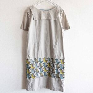 【美品】mina perhonen【wood birdドレス】38 ワンピース ミナペルホネン 2405389