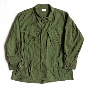 【60s/ミントコンディション】US ARMY【4TH ジャングル ファティーグ ジャケット】【リップストップ】 L-S LARGE SHORT 米軍 2405332