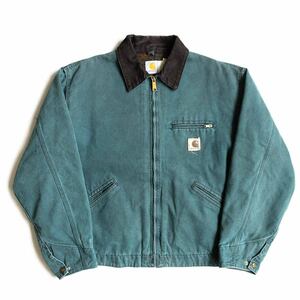 【雰囲気抜群】Carhartt【Detroit Jacket デトロイトジャケット】XL J43 HTG ハンター グリーン ダック カーハート 古着 u2405124