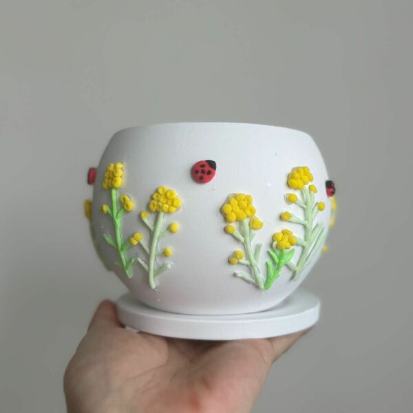 菜の花の陶器鉢