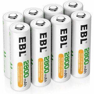 EBL 単三充電池 単3充電池 単3 充電池 単三電池 水素充電 2 ケース付き パック 8個 充電式 単3電池 109