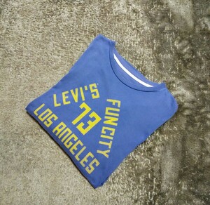 Levi's Levi's long T вышивка Logo aqua blue M размер бесплатная доставка!! 1 иен старт ~
