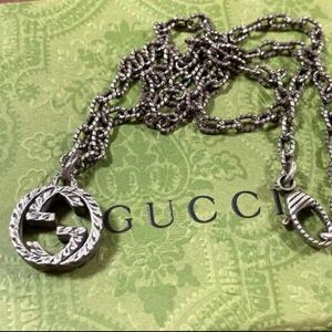 美品 GUCCI グッチ ネックレス インターロッキング　GG GG柄 アラベスク いぶし 燻 silver 925 シルバー925 スターリングシルバー