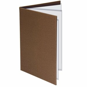 【新品】メニューブック ハードカバー クロスタッチ 6ページ(3枚6面) A4 ブラウン お品書き メニュー表