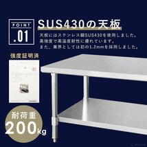 【新品】業務用 ステンレス コンロ台 板厚1.2mmモデル 750×450×650 作業台 調理台 厨房 ワークテーブル_画像3