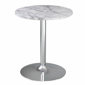 【新品】カフェテーブル 丸型 CT-F60R ホワイトマーブル シルバー脚 幅60cm ダイニングテーブル 机
