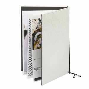 【新品】メニューブック ハードカバー 結シリーズ 16ページ(8枚16面) A4 白銀 和風 洋風 お品書き メニュー表 ストラップ ひも綴じ