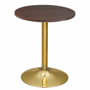 【新品】カフェテーブル 丸型 CT-F60R ダークブラウン ゴールド脚 幅60cm ダイニングテーブル 机 金脚