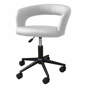 【新品】 デスクチェア キャスター付 黒脚タイプ WY-201C-BK ホワイト 家具 椅子 回転 昇降式 チェア