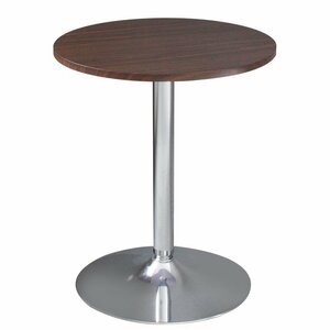 【新品】カフェテーブル 丸型 CT-F60R ダークブラウン シルバー脚 幅60cm ダイニングテーブル 机