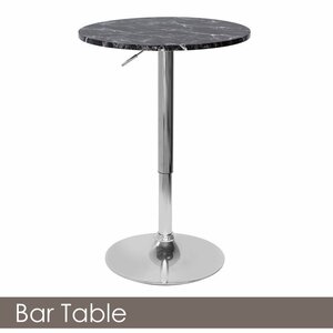【新品】木製 丸型 バーテーブル BT-01A ブラックマーブル カウンターテーブル 直径60