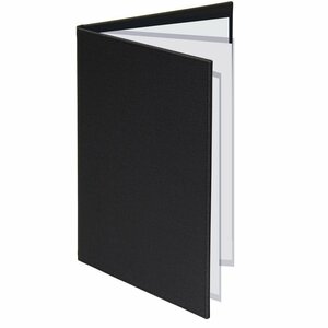 【新品】メニューブック ハードカバー クロスタッチ 6ページ(3枚6面) A4 ブラック お品書き メニュー表