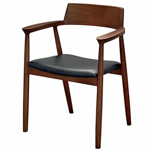 【新品】Libra ダイニングチェア SC-12 ブラウン 天然木 木製 椅子 木製椅子 肘付き モダン