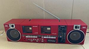 【希少】SHARP / シャープ QT-88R ダブルカセット FM/AMラジオ テーブルコンポーネントシステム レッド
