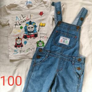 トーマス 子供服 100SIZE 半袖Tシャツ キッズ服セット キッズ サロペット オーバーオール デニムオーバーオール