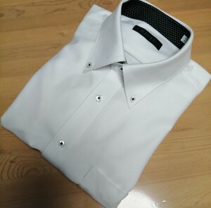 ワイシャツ　メンズ　ノーアイロン　形態安定　半袖　Ｌ　ボタンダウン　ビジネス　白　　　ホワイト　ストレッチ　ニット　