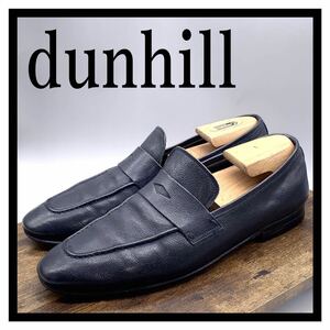 dunhill [ダンヒル] ドレスシューズ コインローファー スリッポン ビジネス シュリンクレザー シボ加工 ネイビー 紺 43 28cm 革靴 シューズ
