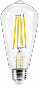 DiCUNO LED電球 E26口金 60W形相当 6W 電球色 エジソン電球 700lm 2700K フィラメント電球 クリアタ