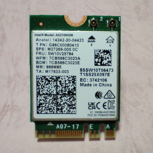 【正常動作品】 Intel Wi-Fi & Bluetoothカード AX210NGW