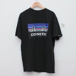 CONNETIC パタゴニア風ロゴ Ｔシャツ 黒 表Ｌ