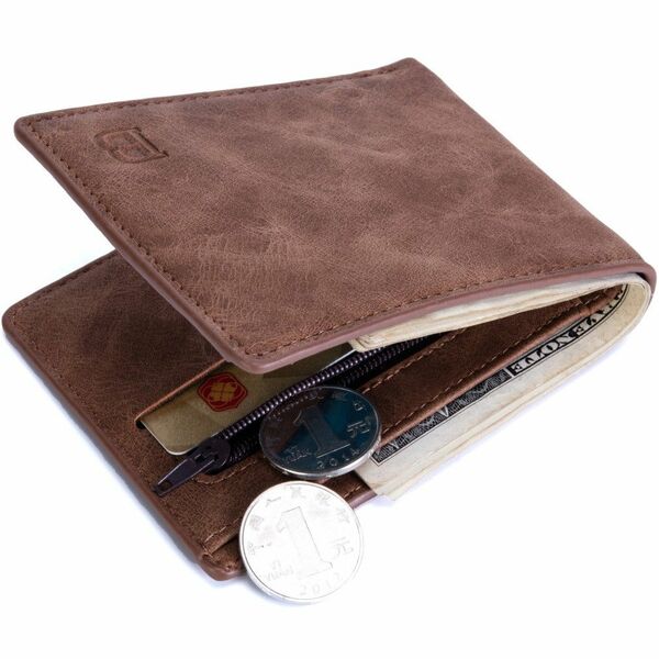 【310010F】二つ折り 財布 高級 ビジネス財布 カードホルダー ブラウン