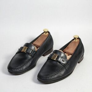 【美品】Ferragamo レザーローファー スリッポン ダークネイビー