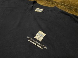 超希少 激レア カナダ製 00s GILDAN ギルダン 自社 企業 ロゴ タグ プリント 半袖 Tシャツ XL ネイビー ビンテージ vintage 古着