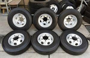 送料無料 225/90R17.5 DUNLOP スチールホイール付き 17.5×6.00 135 6穴 両面再塗装 6本セット