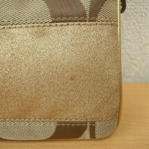 5143T 【本物保証】 COACH コーチ　シグネチャー　ショルダーバッグ　斜め掛けバッグ　サコッシュ　キャンバス　ベージュ×ゴールド_画像7