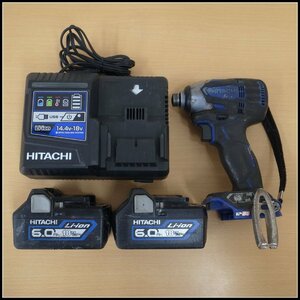 1 jpy ~ Hitachi Koki HITACHI cordless impact driver WH18DDL2 battery BSL1860 18V 6.0Ah 2 piece / with charger . operation verification ending 