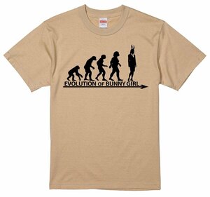 進化 evolution Tシャツ ライトベージュ バニーガール うさぎ 兎 ラビット 選べるサイズ S/M/L/XL