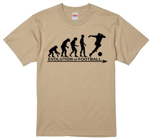 進化 evolution Tシャツ サッカー フットボール スポーツ ライトベージュ くすみカラー 選べるサイズ S/M/L/XL