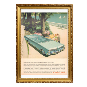 豪華 ビンテージ風 A3 額縁 木製 フレーム P400 金 アートポスター アドバタイジング アメ車 ポンティアック 1964 グランプリ テンペスト