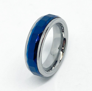シンプルな タングステンリング 指輪 ミラーカット ブルー 青 シルバー 50　( 13号 ) 新品 ジャンク ペアリングにも