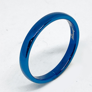 シンプルな タングステンリング 指輪 ブルー 青 細め 無地 39 ( 7号 ) 新品 ペアリングにも