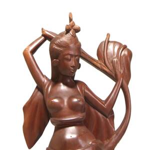 彩]　裸婦像　木彫　全長約:48ｃｍ　 幅約：17.5ｃｍ　重さ：1.9キロ　美少女　アンティーク　美術品　裸婦　