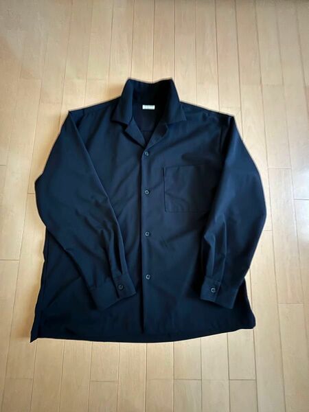 GU シンプル ブラック シャツ L 美品 オープンカラーシャツ ブラック カジュアル シャツ