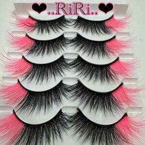  eyes . color pink 3d mink eyelashes extensions 5 pair 
