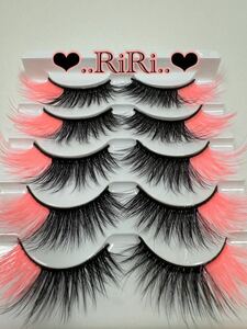  fluorescence pink orange eyes . color 3d mink eyelashes extensions 5 pair 