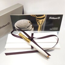 超美品 Pelikan ペリカン スーベレーン K400 ボールペン ホワイト イエロー 黄 ストライプ GOLD ノック式 GERMANY 箱 ケース 取説 保証書_画像1